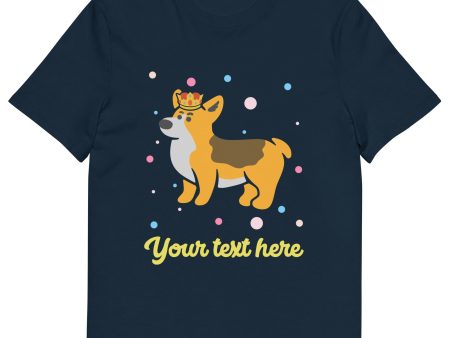 Personalised Custom Text - Organic Cotton Adults Unisex T-Shirt - London Doodles - Royal Corgi For Cheap