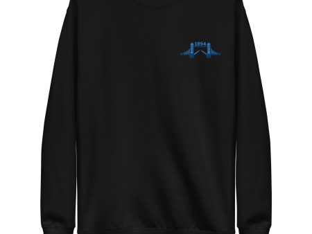 1894 Tower Bridge - Blue Thread Embroidered Unisex Premium Sweatshirt Online Hot Sale