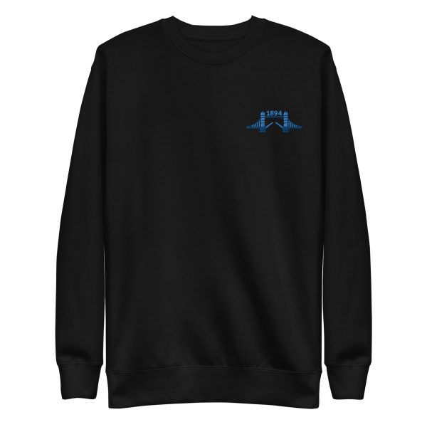 1894 Tower Bridge - Blue Thread Embroidered Unisex Premium Sweatshirt Online Hot Sale