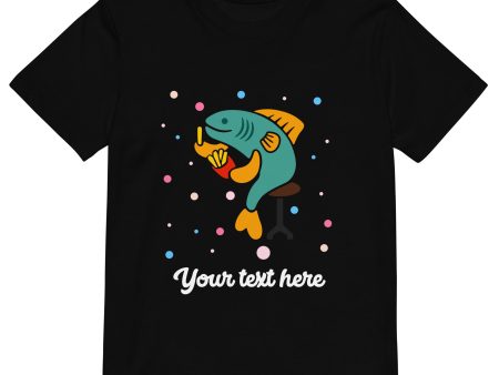 Personalised Custom Text - Organic Cotton Kids T-Shirt - London Doodles - Fish & Chips For Cheap