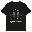 Personalised Custom Text - Organic Cotton Adults Unisex T-Shirt - London Doodles - Tower Bridge For Discount