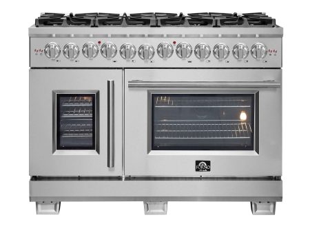 Forno Capriasca 48 in. 6.58 cu. ft. Left Swing Door Freestanding Dual Fuel Range with Gas Stove and Electric Oven in Stainless Steel (FFSGS6387-48) Discount