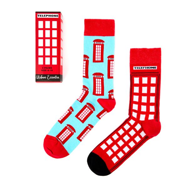 Urban Eccentric Socks Telephone Box Two Pack Discount