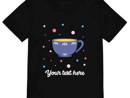 Personalised Custom Text - Organic Cotton Kids T-Shirt - London Doodles - Cup Of Tea Cheap