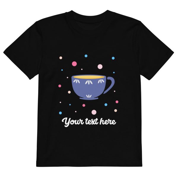 Personalised Custom Text - Organic Cotton Kids T-Shirt - London Doodles - Cup Of Tea Cheap