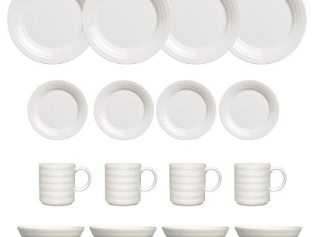 Essence 16 Piece Dinnerware Set, White Supply