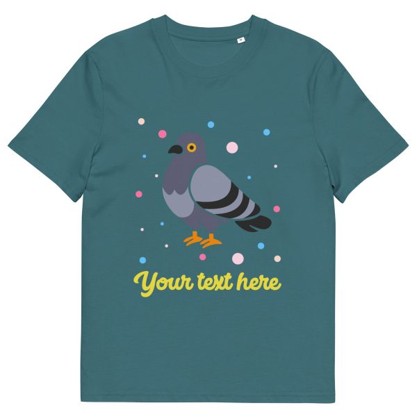 Personalised Custom Text - Organic Cotton Adults Unisex T-Shirt - London Doodles - Pigeon on Sale