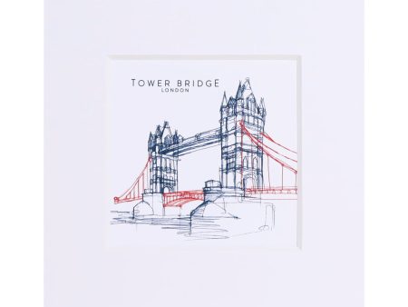 Tower Bridge Line Small Print - White Hot on Sale