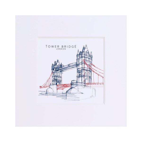 Tower Bridge Line Small Print - White Hot on Sale