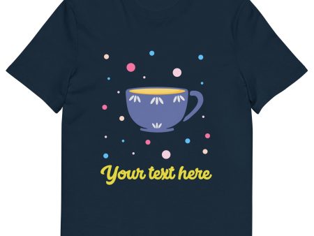 Personalised Custom Text - Organic Cotton Adults Unisex T-Shirt - London Doodles - Cup Of Tea Online Hot Sale