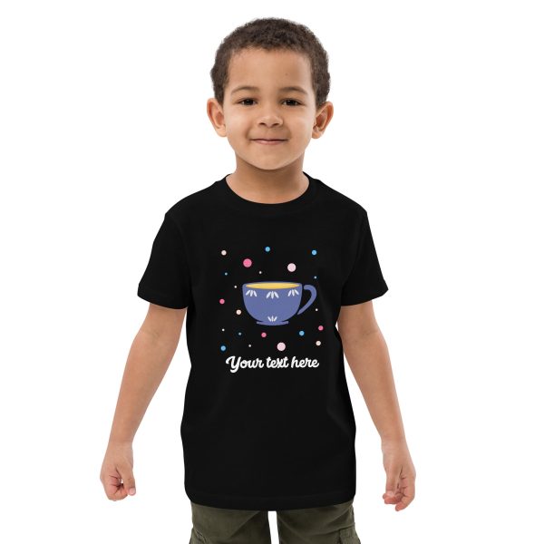 Personalised Custom Text - Organic Cotton Kids T-Shirt - London Doodles - Cup Of Tea Cheap