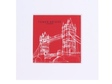 Tower Bridge Line Small Print - Red For Cheap