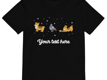 Personalised Custom Text - Organic Cotton Kids T-Shirt - London Doodles - Pigeons & Corgis Online Hot Sale