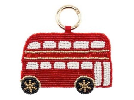 Grace & Glory Beaded Bag Charm Red Bus Fashion