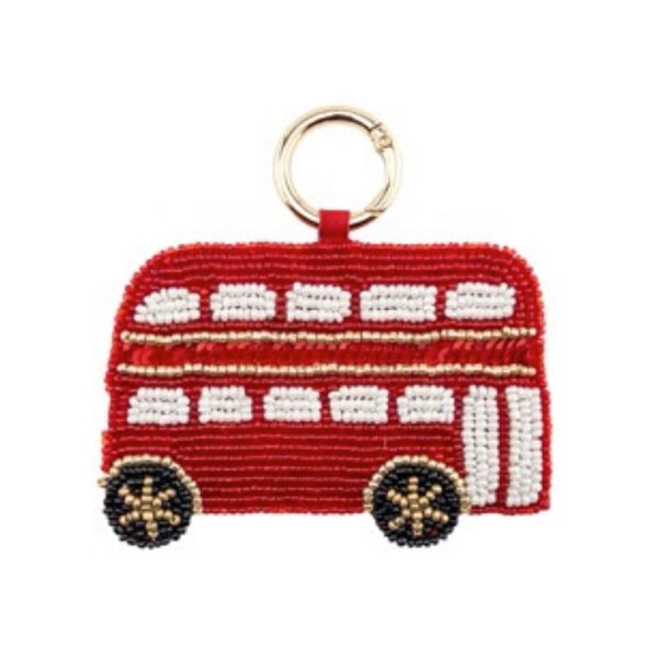 Grace & Glory Beaded Bag Charm Red Bus Fashion