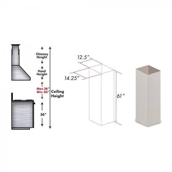 ZLINE 61 in. Wooden Chimney Extension for Ceilings up to 12.5 ft. (KBiTT-E) For Sale