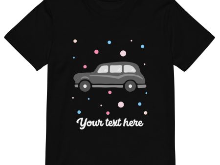 Personalised Custom Text - Organic Cotton Kids T-Shirt - London Doodles - Black Taxi Hot on Sale