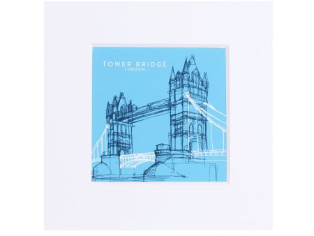 Tower Bridge Line Small Print - Turquoise Online Hot Sale