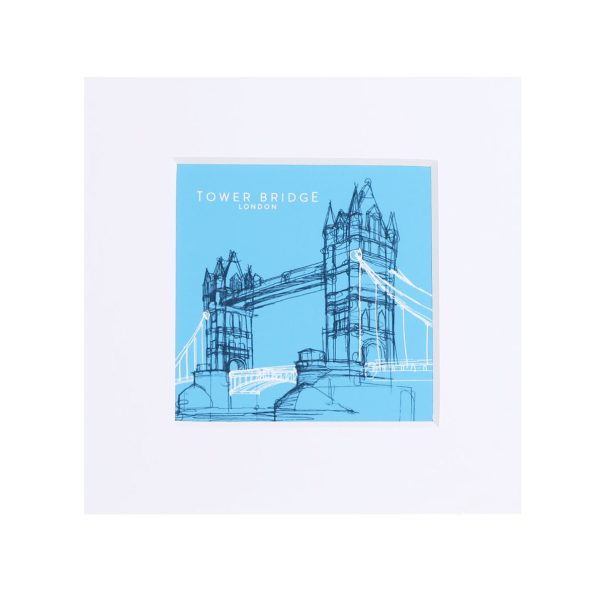 Tower Bridge Line Small Print - Turquoise Online Hot Sale