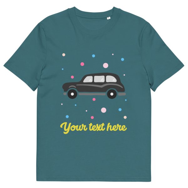 Personalised Custom Text - Organic Cotton Adults Unisex T-Shirt - London Doodles - Black Taxi Online