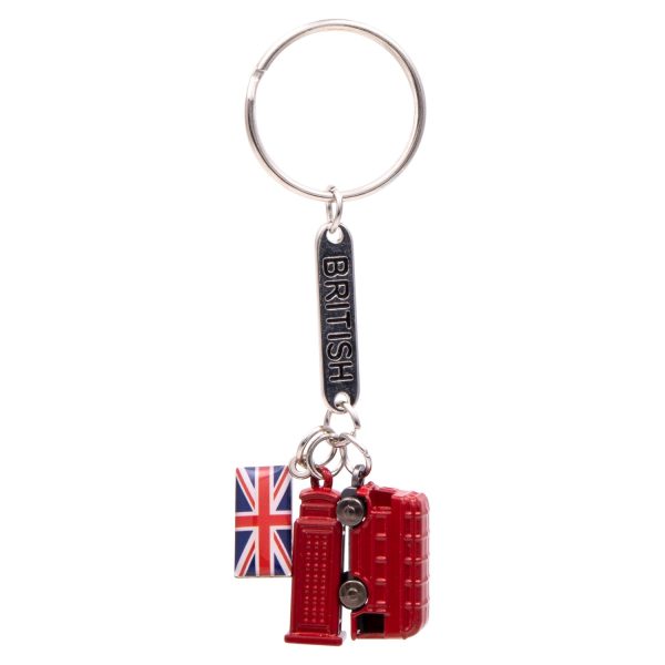 Best of British - London Bus, Telephone Box and Union Jack Die Cast Keyring Online