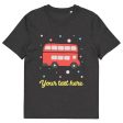 Personalised Custom Text - Organic Cotton Adults Unisex T-Shirt - London Doodles - Red Bus Online Sale