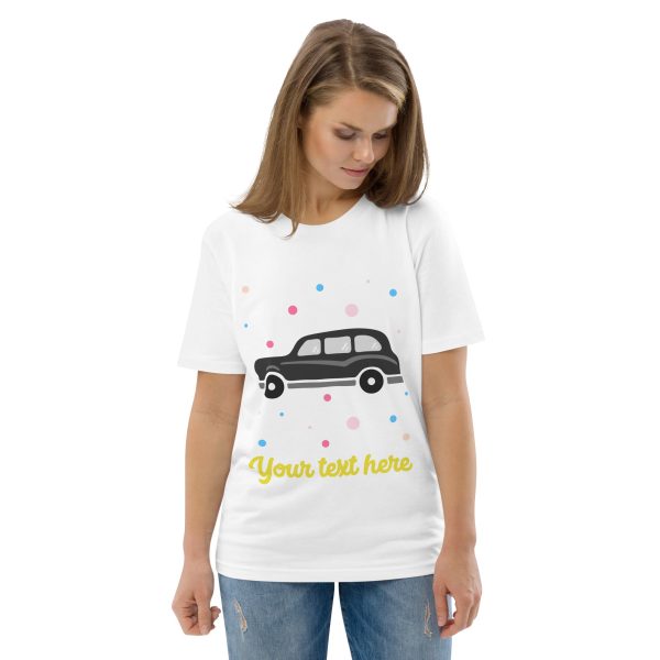 Personalised Custom Text - Organic Cotton Adults Unisex T-Shirt - London Doodles - Black Taxi Online