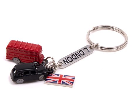 London Bus, Black Taxi and Union Jack Die Cast Keyring Hot on Sale