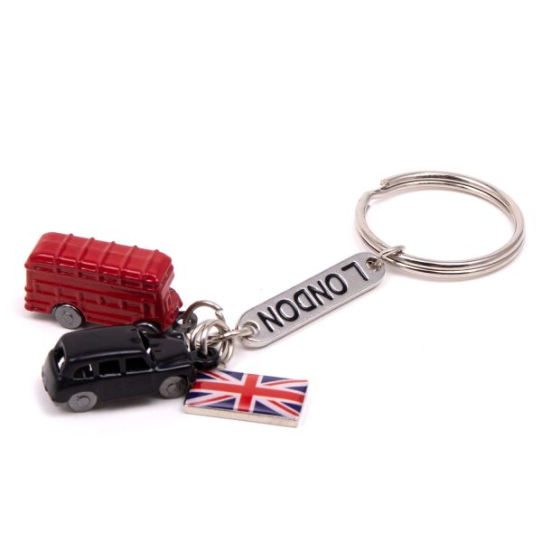 London Bus, Black Taxi and Union Jack Die Cast Keyring Hot on Sale