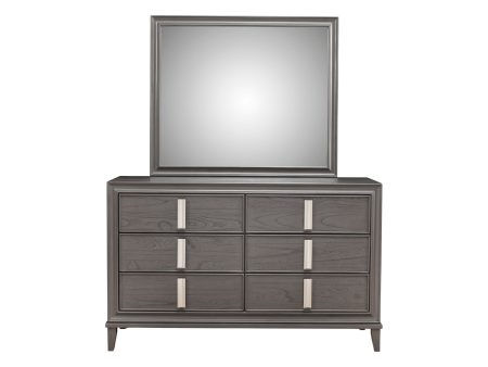 Alpine Lorraine 6 Drawer Dresser, Dark Gray For Cheap