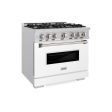 ZLINE 36 in. 5.2 cu. ft. Classic Gas Range with 6 Burner Cooktop and Convection Gas Oven in Stainless Steel with White Matte Door (CGR-WM-36) Supply