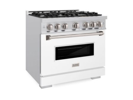 ZLINE 36 in. 5.2 cu. ft. Classic Gas Range with 6 Burner Cooktop and Convection Gas Oven in Stainless Steel with White Matte Door (CGR-WM-36) Supply