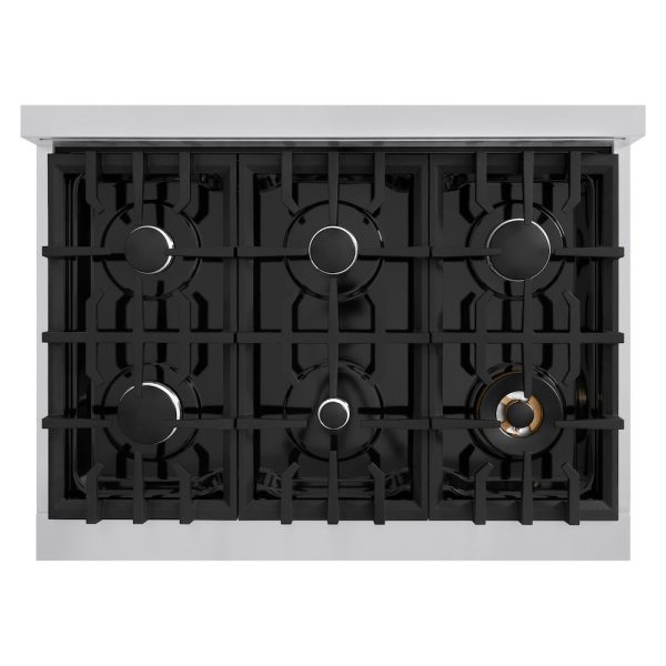 ZLINE 36 in. 5.2 cu. ft. Classic Gas Range with 6 Burner Cooktop and Convection Gas Oven in Stainless Steel with White Matte Door (CGR-WM-36) Supply