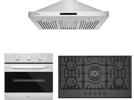 Empava 3 Piece Kitchen Package with 24 in. Electric Oven, 36 in. Gas Cooktop, and 36 in. Wall Mount Range Hood (EMPV-24WO36GC36RH04) Discount