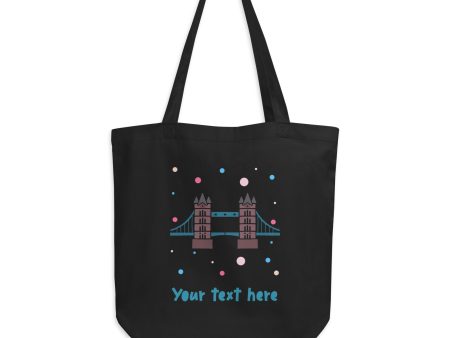 Personalised Custom Text - Eco Tote Bag - London Doodles - Tower Bridge For Sale