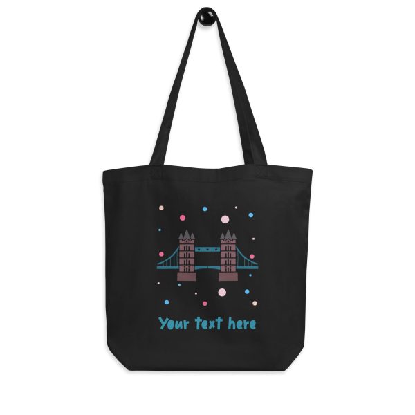 Personalised Custom Text - Eco Tote Bag - London Doodles - Tower Bridge For Sale