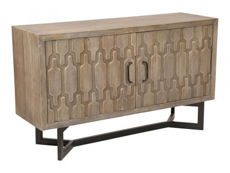 Moe s Justin Living Collection West Sideboard in Solid Mango Wood and Iron Base Cheap