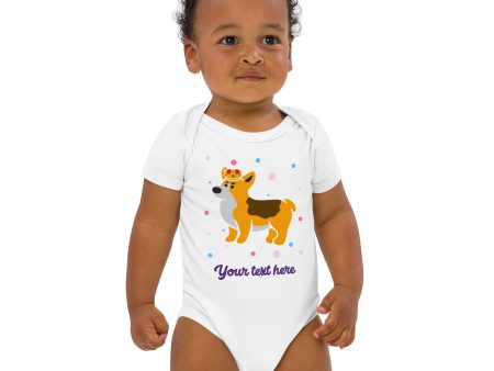 Personalised Custom Text - Baby Bodysuit - London Doodles - Royal Corgi Fashion