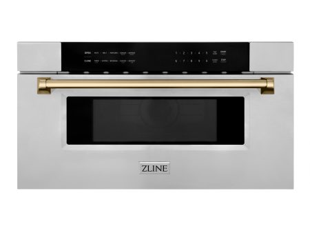 ZLINE Autograph Edition 30 in. 1.2 cu. ft. Built-In Microwave Drawer in Stainless Steel with Champagne Bronze Accents (MWDZ-30-CB) Online