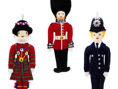 Stitched Christmas Decoration 3 Pack - Beefeater   Queen s Guard   Policemen Supply