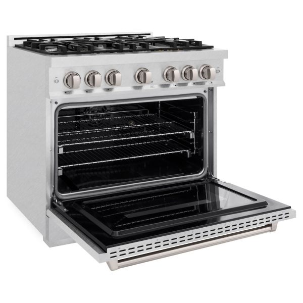 ZLINE 36 in. 5.2 cu. ft. Classic Dual Fuel Range with 6 Burner Gas Cooktop and Electric Convection Oven in DuraSnow® Stainless Steel (CDRS-36) For Sale