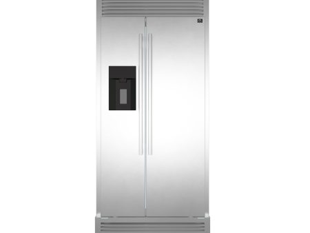 Forno Salerno - 36 in. Side by Side Refrigerator with External Water and Ice Dispenser in Stainless Steel with Trim Kit (FFRBI1844-40SG) For Sale