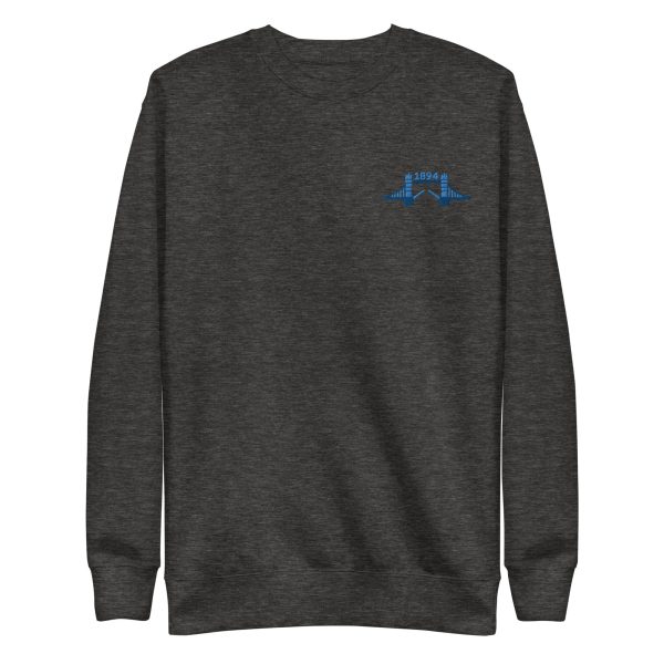 1894 Tower Bridge - Blue Thread Embroidered Unisex Premium Sweatshirt Online Hot Sale