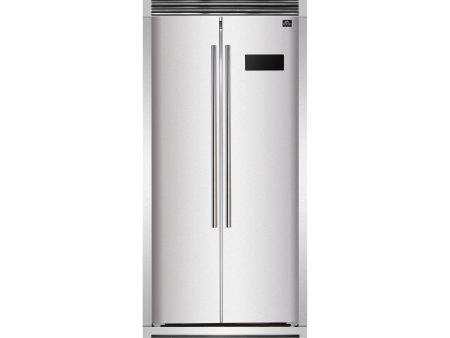 Forno Salerno - 37 in. Side by Side Built-In Refrigerator in Stainless Steel with Decorative Grill (FFRBI1805-37SG) For Sale