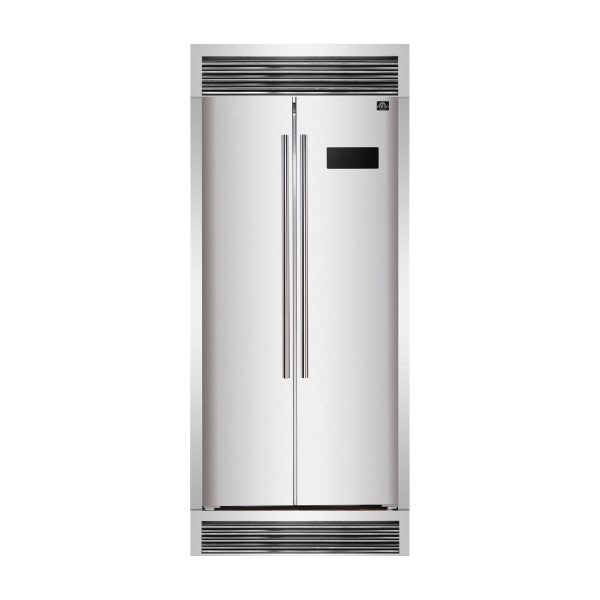 Forno Salerno - 37 in. Side by Side Built-In Refrigerator in Stainless Steel with Decorative Grill (FFRBI1805-37SG) For Sale