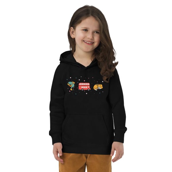 London Doodles - Fish & Chips   Bus   Corgi - Kids Eco Hoodie Cheap