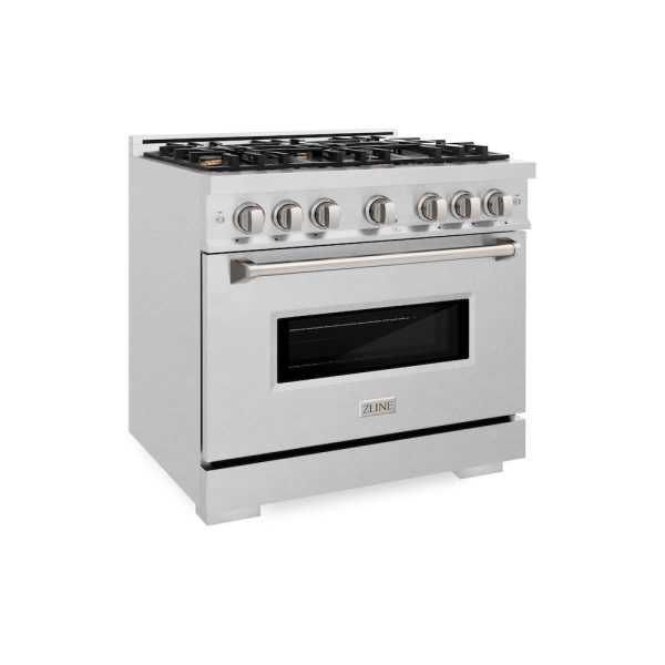 ZLINE 36 in. 5.2 cu. ft. Classic Gas Range with Convection Gas Oven in DuraSnow® Stainless Steel with 6 Brass Burners (CGRS-BR-36) Hot on Sale