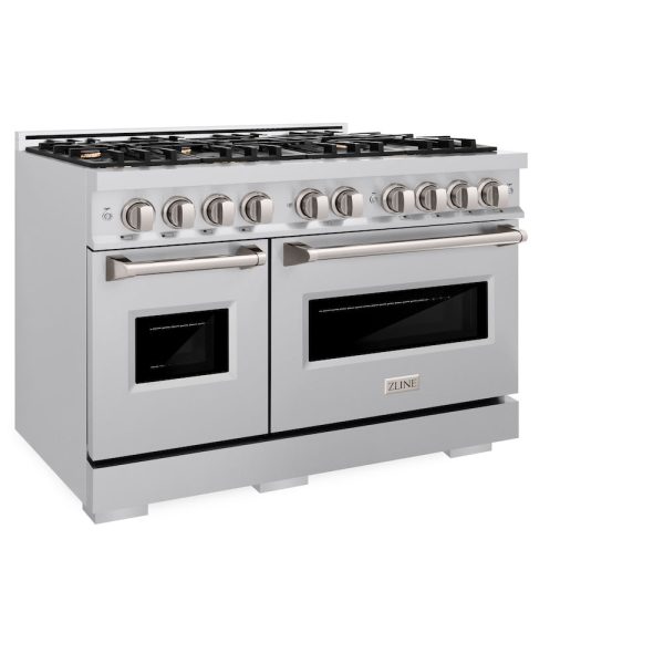 ZLINE 48 in. 6.7 cu. ft. Classic Double Oven Dual Fuel Range in Stainless Steel with 8 Brass Burners (CDR-BR-48) Discount