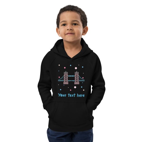 Personalised Custom Text - Kids Eco Hoodie - London Doodles - Tower Bridge Online