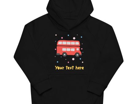 Personalised Custom Text - Kids Eco Hoodie - London Doodles - Bus on Sale